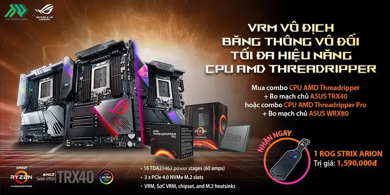 VRM VÔ ĐỊCH – BĂNG THÔNG VÔ ĐỐI TỐI ĐA HIỆU NĂNG CPU AMD THREADRIPPER 1 TTD Promotion 202107 AMDCpuAsusMainboard Banner