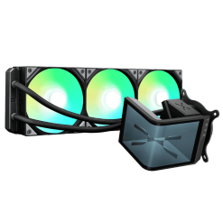 TRYX PANORAMA SE ARGB 360 BLACK AIO Liquid CPU Cooler - 6.5inch curved screen, 360mm radiator, Asetek Adela pump, 3x ARGB Gen2 Fans