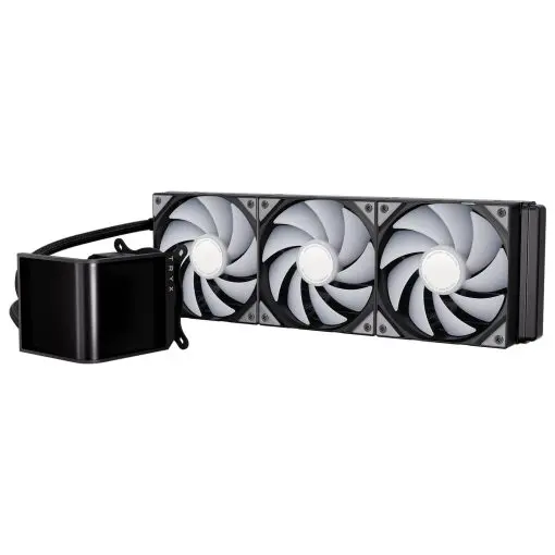 TRYX PANORAMA SE ARGB 360 BLACK AIO Liquid CPU Cooler - 6.5inch curved screen, 360mm radiator, Asetek Adela pump, 3x ARGB Gen2 Fans