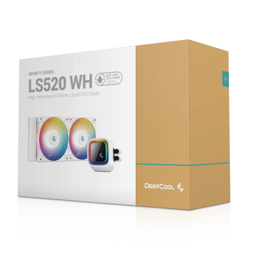 Deepcool LS520 WH AIO Liquid CPU Cooler - White, 240mm Radiator, 2x FC120 A-RGB PWM fans, 4th Gen water pump, AM5-LGA1700 compatible