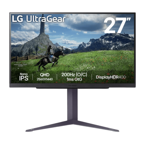 LG 27GS85Q-B Ultragear Gaming Monitor - 27 inch QHD (2560x1440), 200Hz (O/C), Nano IPS 1ms (GtG), DisplayHDR™ 400, DCI-P3 98% (Typ.), G-SYNC® Compatible, AMD FreeSync™