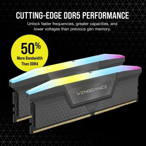 CORSAIR Vengeance RGB 32GB Memory Kit - Black, 32GB (2x16GB) DDR5, 6000MHz, CL36 AMD EXPO & Intel XMP (CMH32GX5M2E6000Z36)