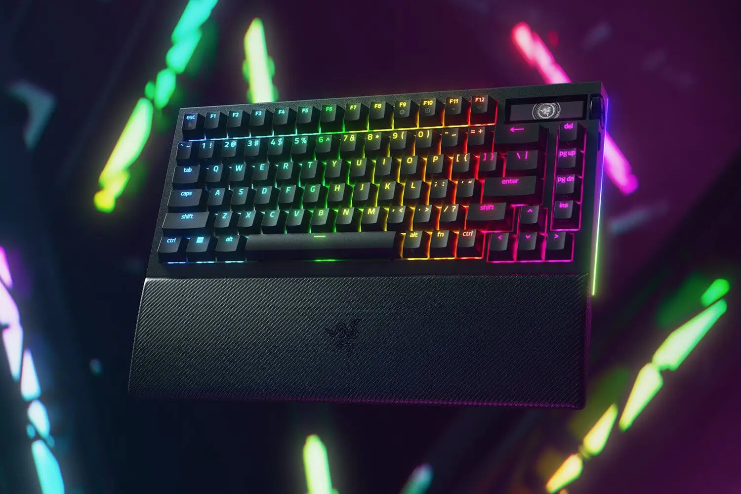 Razer BlackWidow V4 Pro 75% Wireless Gaming Mechanical Keyboard - OLED Display, Hot-swappable, True 4K Hz Wireless, Bluetooth 5.1, Razer™ Orange Tactile Switches Gen‑3 41 https hybrismediaprod.blob .core .windows.net sys master phoenix images container h48 hd3 9815506976798 240912 bw v4 pro 75 black 1500x1000 1 1