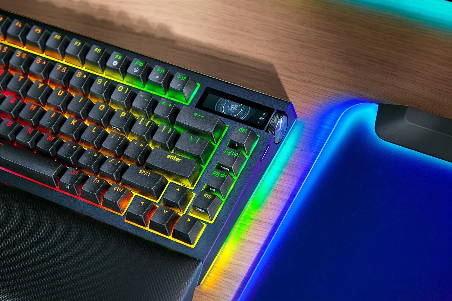 Razer BlackWidow V4 Pro 75% Wireless Gaming Mechanical Keyboard - OLED Display, Hot-swappable, True 4K Hz Wireless, Bluetooth 5.1, Razer™ Orange Tactile Switches Gen‑3 39 https hybrismediaprod.blob .core .windows.net sys master phoenix images container h8b h88 9815507042334 240912 bw v4 pro 75 black 1500x1000 3