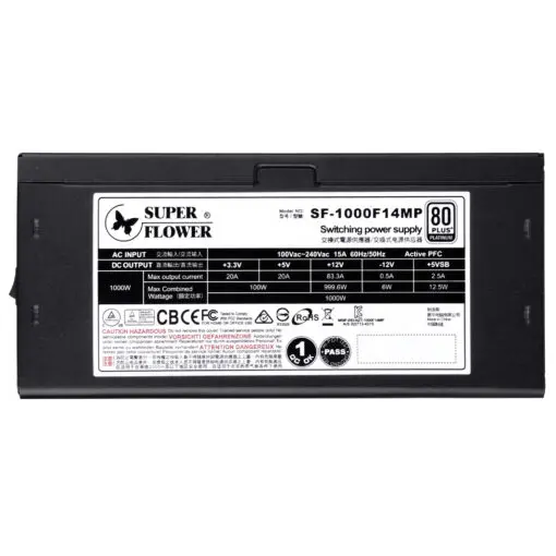 Super Flower Leadex Platinum SE 1000W PSU - Black, 80 Plus Platinum, Full Modular, 140mm Dual Ball Bearing Fan