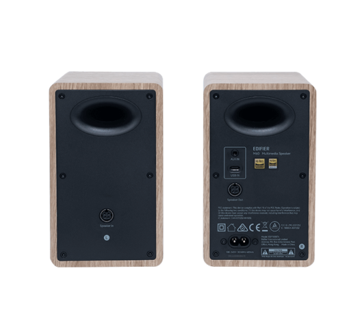 Edifier M60 Classic Oak 2.0 Compact Bookshelf Speakers - 66W (RMS) total, Bluetooth V5.3, USB-C, AUX inputs