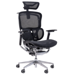 Gami Crom Pro Edition Ergonomic Chair - Khung hợp kim nguyên khối, lưng Carbon ngả 9 cấp độ, Mono Control, tay ghế 360 độ, lưới solidmesh USA, mâm Slideseat 3D Pro 17 Gami Crom Pro product Black legrest