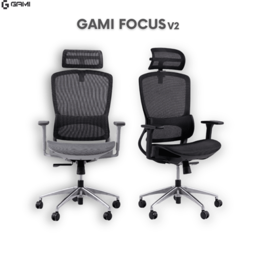 Gami Focus V2 Ergonomic Chair - Full lưới, FluidMotion System, ngả lưng 128 độ, Lưới Krall + Roth, đệm AirFlow Foam, tựa đầu 2DComfort, kê tay 3D