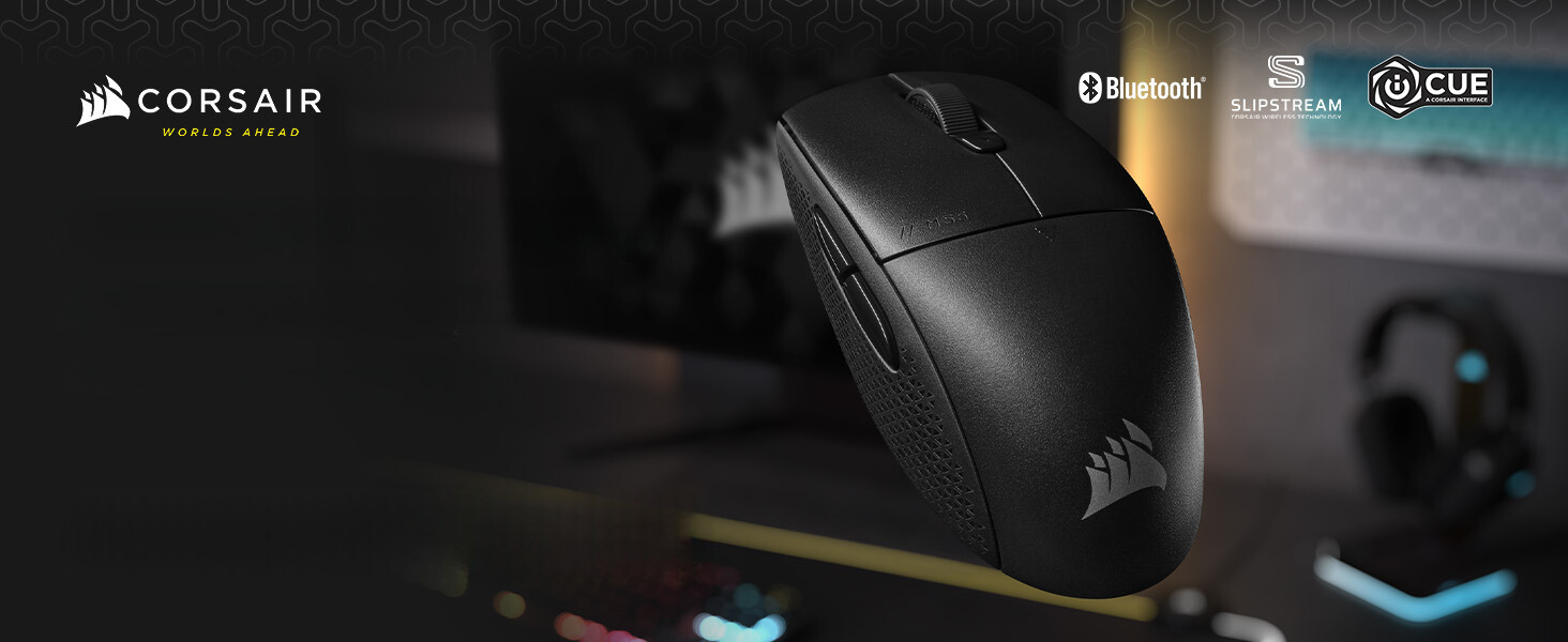 CORSAIR M55 Wireless Lightweight Gaming - Black, 24000 DPI, 2.4GHz & Bluetooth, Long-Lasting Battery Life, Six Programmable Buttons, Textured Side Grips 26 M55 WL LIGHTWEIGHT GAMING MOUSE PC 1