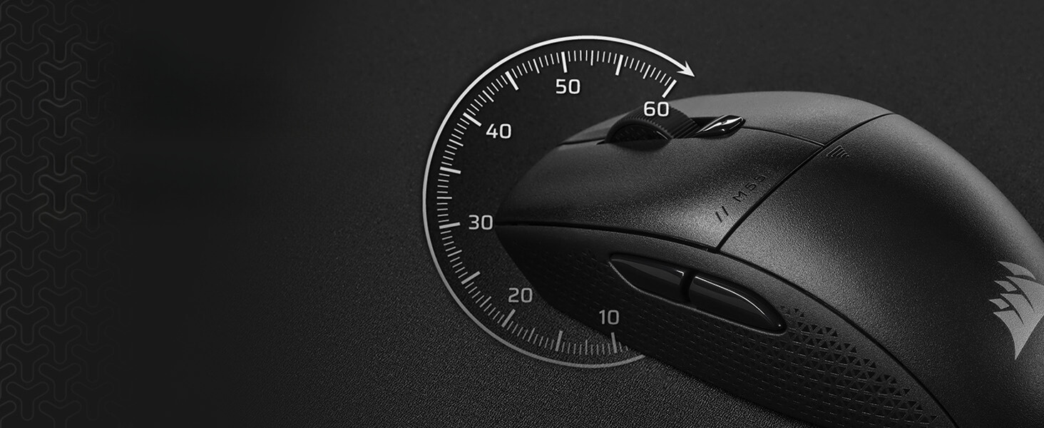 CORSAIR M55 Wireless Lightweight Gaming - Black, 24000 DPI, 2.4GHz & Bluetooth, Long-Lasting Battery Life, Six Programmable Buttons, Textured Side Grips 41 M55 WL LIGHTWEIGHT GAMING MOUSE PC 6
