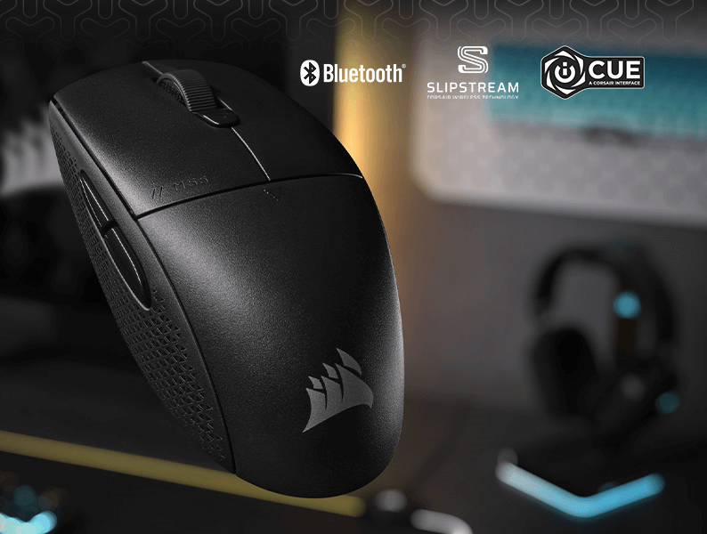 CORSAIR M55 Wireless Lightweight Gaming - Black, 24000 DPI, 2.4GHz & Bluetooth, Long-Lasting Battery Life, Six Programmable Buttons, Textured Side Grips 46 M55 wl mb 1