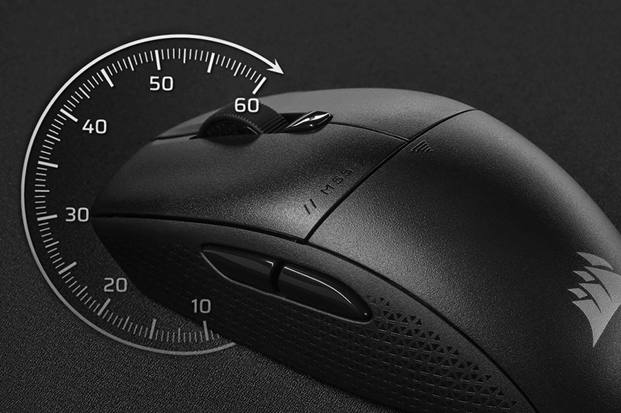 CORSAIR M55 Wireless Lightweight Gaming - Black, 24000 DPI, 2.4GHz & Bluetooth, Long-Lasting Battery Life, Six Programmable Buttons, Textured Side Grips 61 M55 wl mb 6