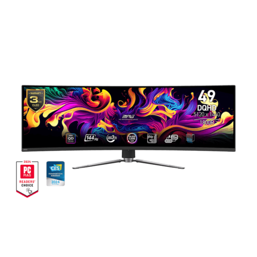 MSI MPG 491CQP QD-OLED Curve 1800R Gaming Monitor - 49" 32:9 DQHD (5120 x 1440) 144Hz 0.03ms (GTG), HDR 400