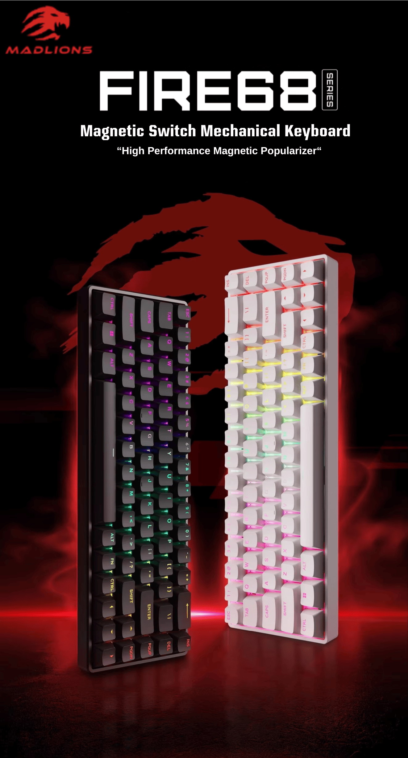 MadLion Fire68 Pro Black Gaming Keyboard - 8K Hz Wired, Magnetic Switch, Rapid Trigger RT0.04mm 6 MadLions Fire68 Series page 1