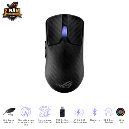 ASUS ROG Harpe Ace Extreme Gaming Mouse - 47g Ultralight, RF 2.4 GHZ ROG Speed Nova, Bluetooth 5.1, AURA Sync