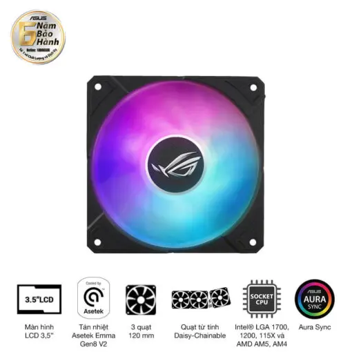 ASUS ROG Ryujin III 360 ARGB Extreme AIO Liquid CPU Cooler - 3.5 inch (640 x 480) LCD Display, 360mm radiator, Asetek Emma Gen8 V2 pump, 3x ROG 120mm ARGB Fans