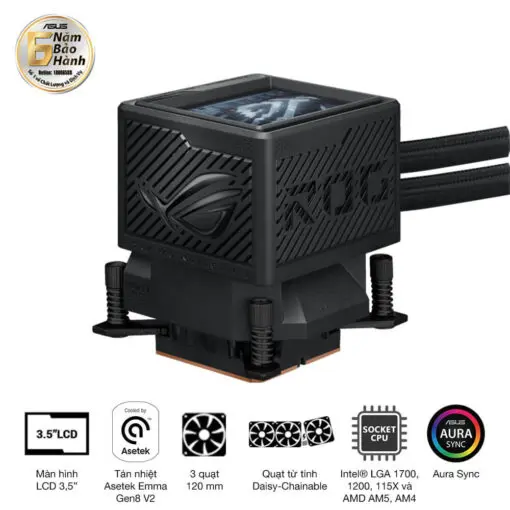 ASUS ROG Ryujin III 360 ARGB Extreme AIO Liquid CPU Cooler - 3.5 inch (640 x 480) LCD Display, 360mm radiator, Asetek Emma Gen8 V2 pump, 3x ROG 120mm ARGB Fans