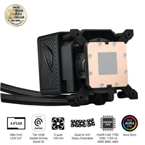 ASUS ROG Ryujin III 360 ARGB Extreme AIO Liquid CPU Cooler - 3.5 inch (640 x 480) LCD Display, 360mm radiator, Asetek Emma Gen8 V2 pump, 3x ROG 120mm ARGB Fans