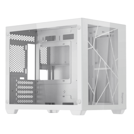 Segotep LUMI II White Case - MATX, Dual Tempered Glass, 360mm radiator support