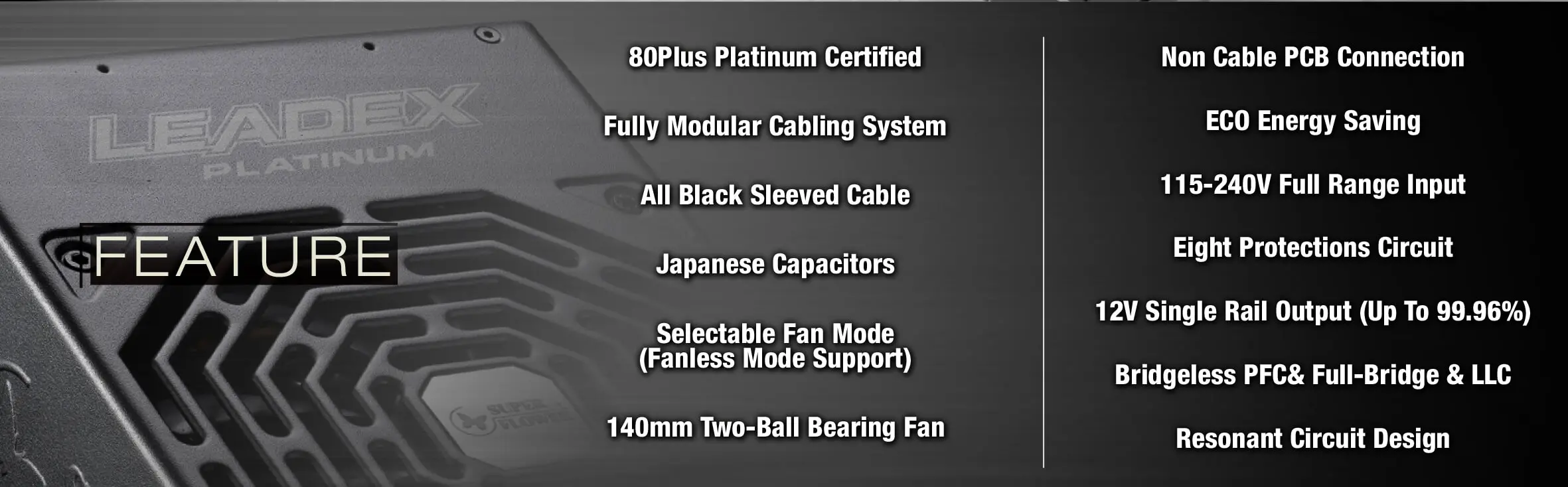Super Flower Leadex Platinum 1600W PCIe5.0 (SF-1600F14HP) PSU - 1600W, Black, 80 Plus Platinum, Full Modular, 140mm Two-ball bearing fan 15 Super Flower Power Supplies SF 1600F14HP page 2
