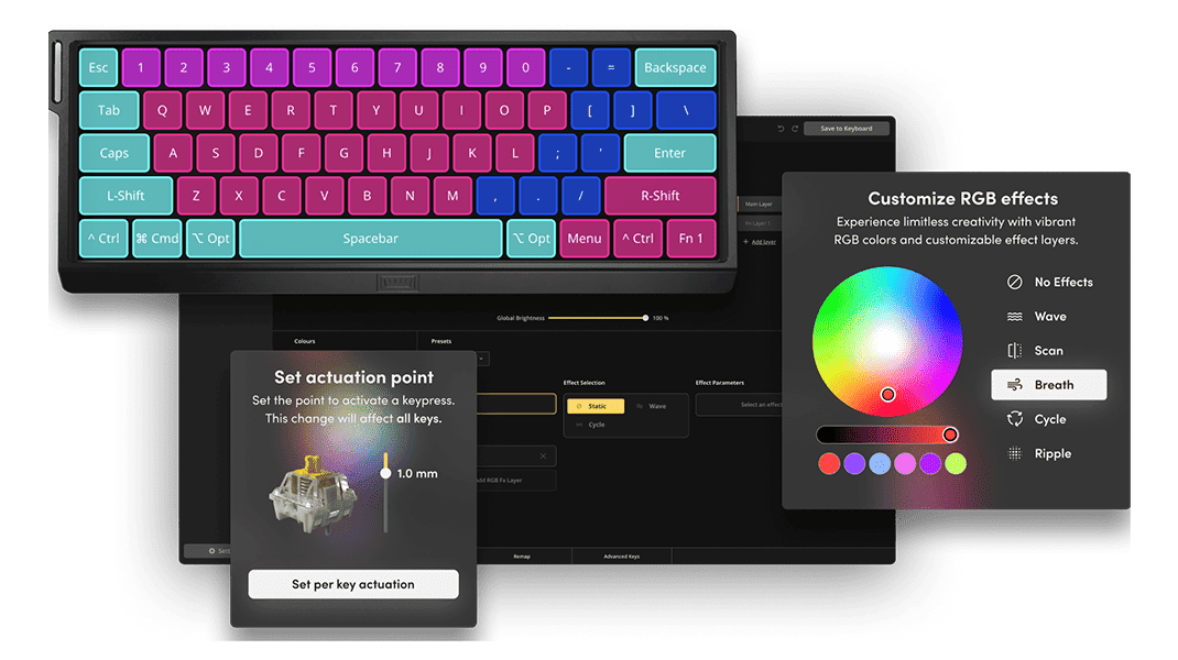 Wooting 80HE PCR Lekker V2 L60 switches Gaming Keyboard - LED bar, Rapid Trigger, True 8kHz Polling, Gasket Mounted, PC Plate, Screw-in Stabilizers 41 WOOTING 86 page 21