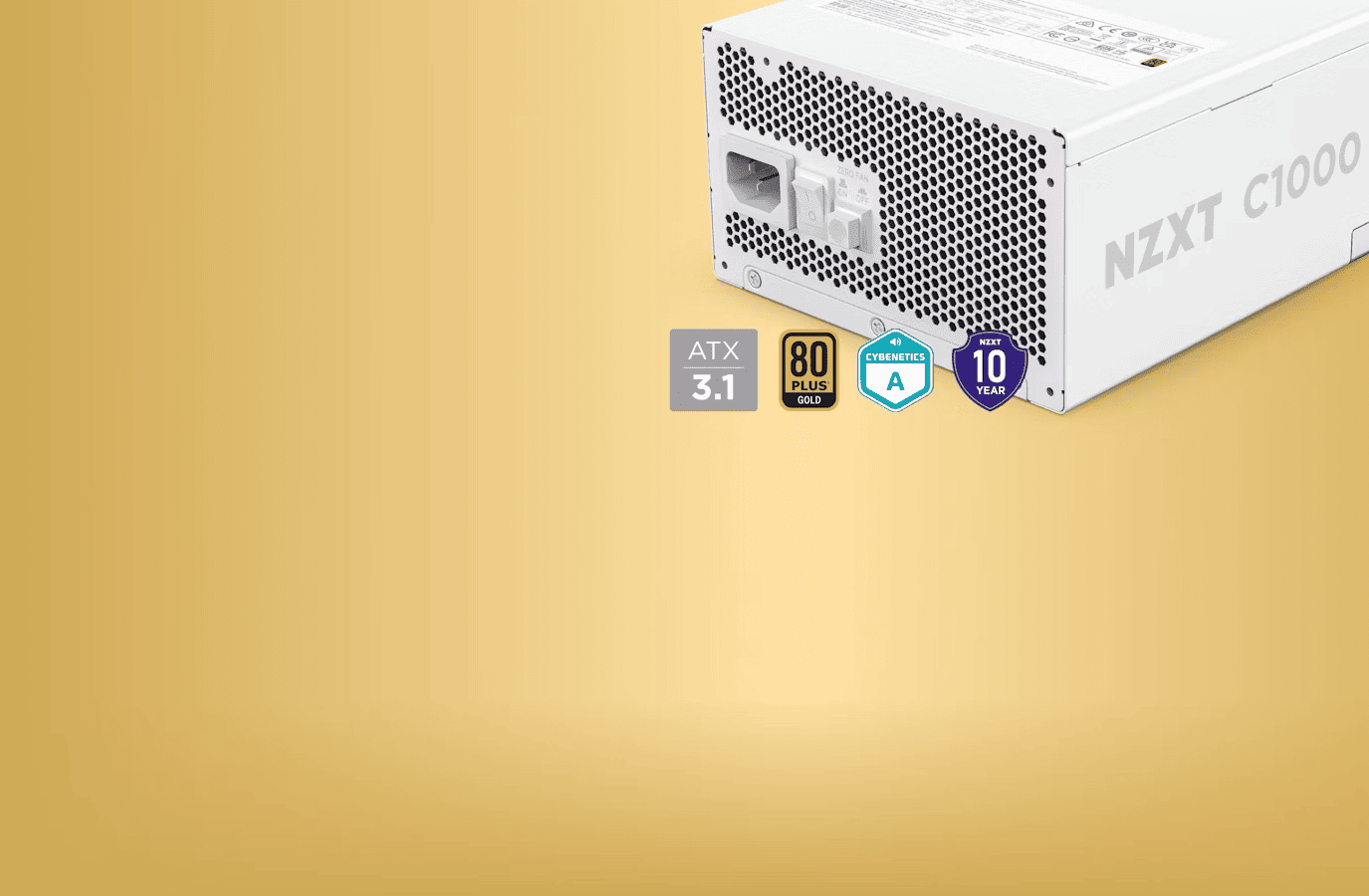 NZXT C1000 Gold ATX 3.1 WHITE (PA-0G2BW-EU) PSU - 1000W, 80 Plus Gold, 2V-2x6 Connector, Zero Fan Mode, 100% Japanese Capacitors 14 1718145152 c1000 gold psu pdp nzxt gold atx 3 1 psu bg lg