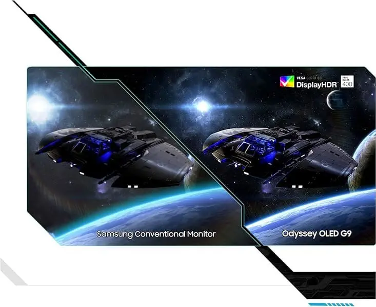 Samsung Odyssey OLED G9 G93SC LS49CG934SEXXV Curved 1800R Gaming Monitor - 49 inch 32:9 OLED DQHD (5,120 x 1,440), 240Hz, 0.03ms(GTG), 250cd/㎡, VESA DisplayHDR True Black 400, HDR10+ Gaming 58 5.2