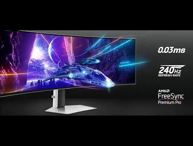 Samsung Odyssey OLED G9 G93SC LS49CG934SEXXV Curved 1800R Gaming Monitor - 49 inch 32:9 OLED DQHD (5,120 x 1,440), 240Hz, 0.03ms(GTG), 250cd/㎡, VESA DisplayHDR True Black 400, HDR10+ Gaming 59 5.3