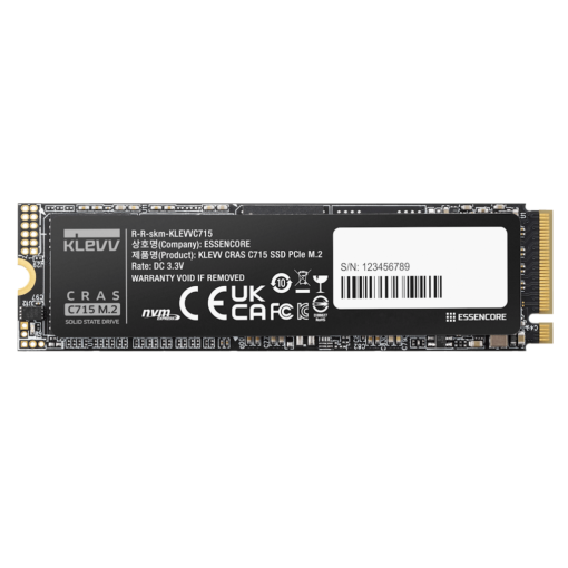 KLEVV CRAS C715 256GB SSD - M.2 2280 NVMe PCIe Gen3x4, Read 3000 MB/s, Write 2000 MB/s