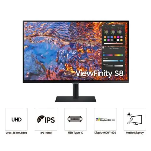 Samsung ViewFinity S8 S80PB LS32B800PXEXXV Monitor - 32 inch 4K UHD (3840x2160), IPS, 60Hz, 5ms, HDMI 2.0, HDCP 2.2 (HDMI), DP 1.4