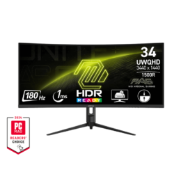 MSI MAG 342CQR E2 Curved 1500R Gaming Monitor - 34″ 32:9 VA, UWQHD (3440 x 1440), 180Hz 1ms (MPRT)