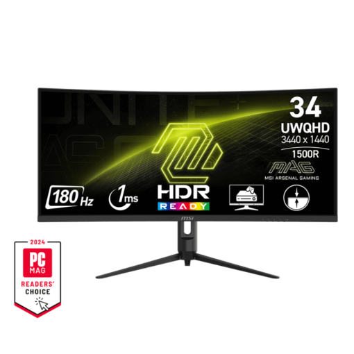 MSI MAG 342CQR E2 Curved 1500R Gaming Monitor - 34″ 32:9 VA, UWQHD (3440 x 1440), 180Hz 1ms (MPRT)