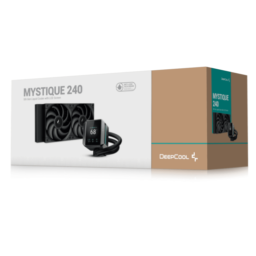 DeepCool MYSTIQUE 240 LCD AIO Liquid CPU Cooler - Black, 240mm Radiator, 5th Gen Pump 3400RPM AIO 2.8" 640x480 TFT LCD Screen, Anti-Leak Tech, FT12 SE PWM Fans