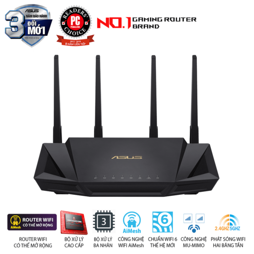 ASUS RT-AX58U V2 WiFi Router - AX3000 Dual Band, Wifi 6 802.11ax, AiMesh WiFi, MU-MIMO, OFDMA, 4 Antennas