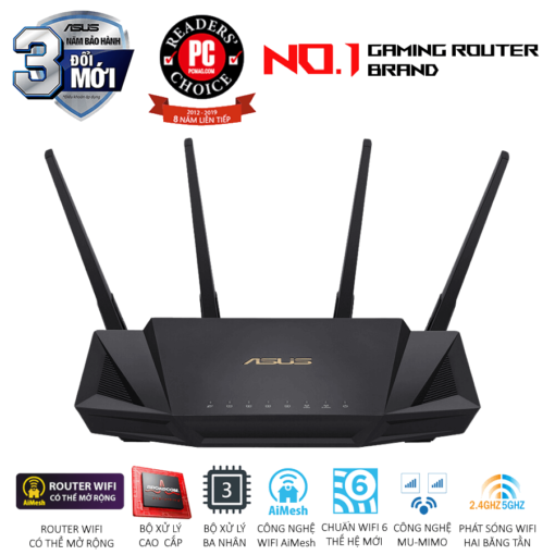 ASUS RT-AX58U V2 WiFi Router - AX3000 Dual Band, Wifi 6 802.11ax, AiMesh WiFi, MU-MIMO, OFDMA, 4 Antennas