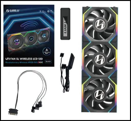 Lian Li UNI FAN SL Wireless 120 Triple Black Fan (12SL1W3B) - 3x 120mm, Controller included 43 SL pk 00