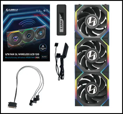 Lian Li UNI FAN SL Wireless 120 Triple Black Fan (12SL1W3B) - 3x 120mm, Controller included 47 SL pk 04