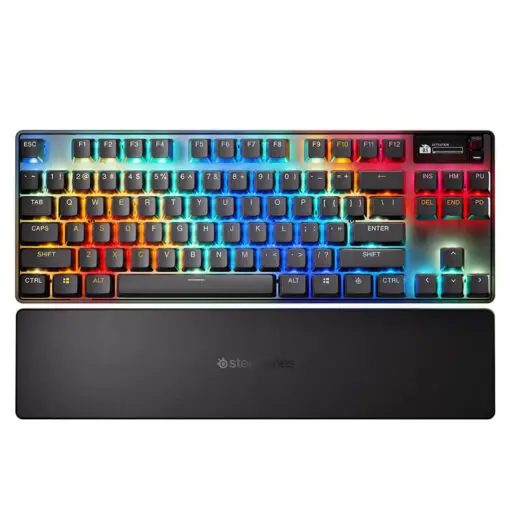 SteelSeries Apex Pro TKL Wireless Gen 3 Gaming Keyboard - 3 modes, OmniPoint 3.0 HyperMagnetic Switches, OLED Smart Display, Dynamic Per-Key RGB Illumination, Rubber Tri Level Feet, Magnetic Wrist Rest