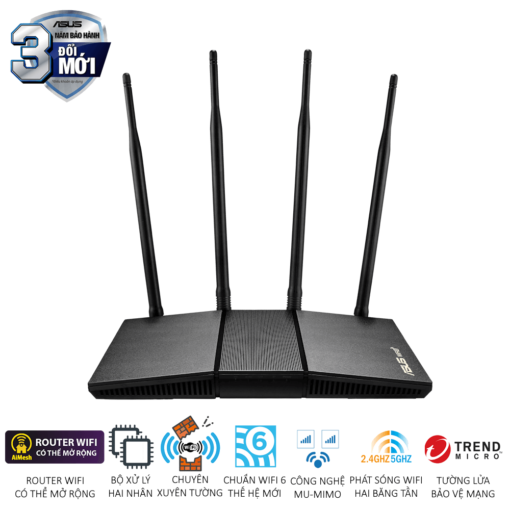 ASUS AX1800HP V2 (RT-AX1800HP V2) Router - Black, WiFi 6(802.11ax) MU-MIMO OFDMA, AiMesh