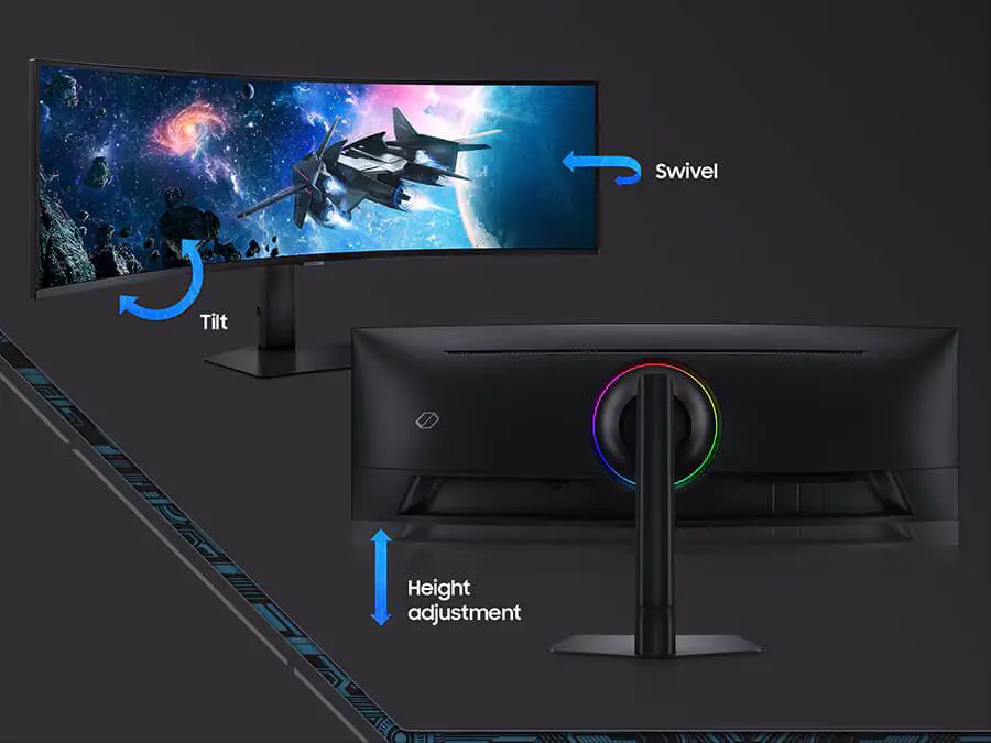 Samsung Odyssey G9 G95C LS49CG954EEXXV Curved 1000R Gaming Monitor - 49 inch 32:9 DQHD (5120 x 1440), VA, 240Hz, 1ms (GtG), HDCP Version (DP) 2.2 + HDMI 2.1 + Dispalyport 1.4 + HDCP Version (HDMI) 2.2 33 vn feature extend winning streaks in comfort 538902524