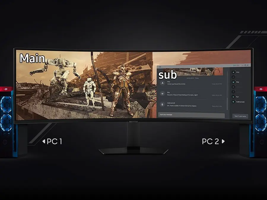 Samsung Odyssey G9 G95C LS49CG954EEXXV Curved 1000R Gaming Monitor - 49 inch 32:9 DQHD (5120 x 1440), VA, 240Hz, 1ms (GtG), HDCP Version (DP) 2.2 + HDMI 2.1 + Dispalyport 1.4 + HDCP Version (HDMI) 2.2 28 vn feature make the most of every moment 538902548