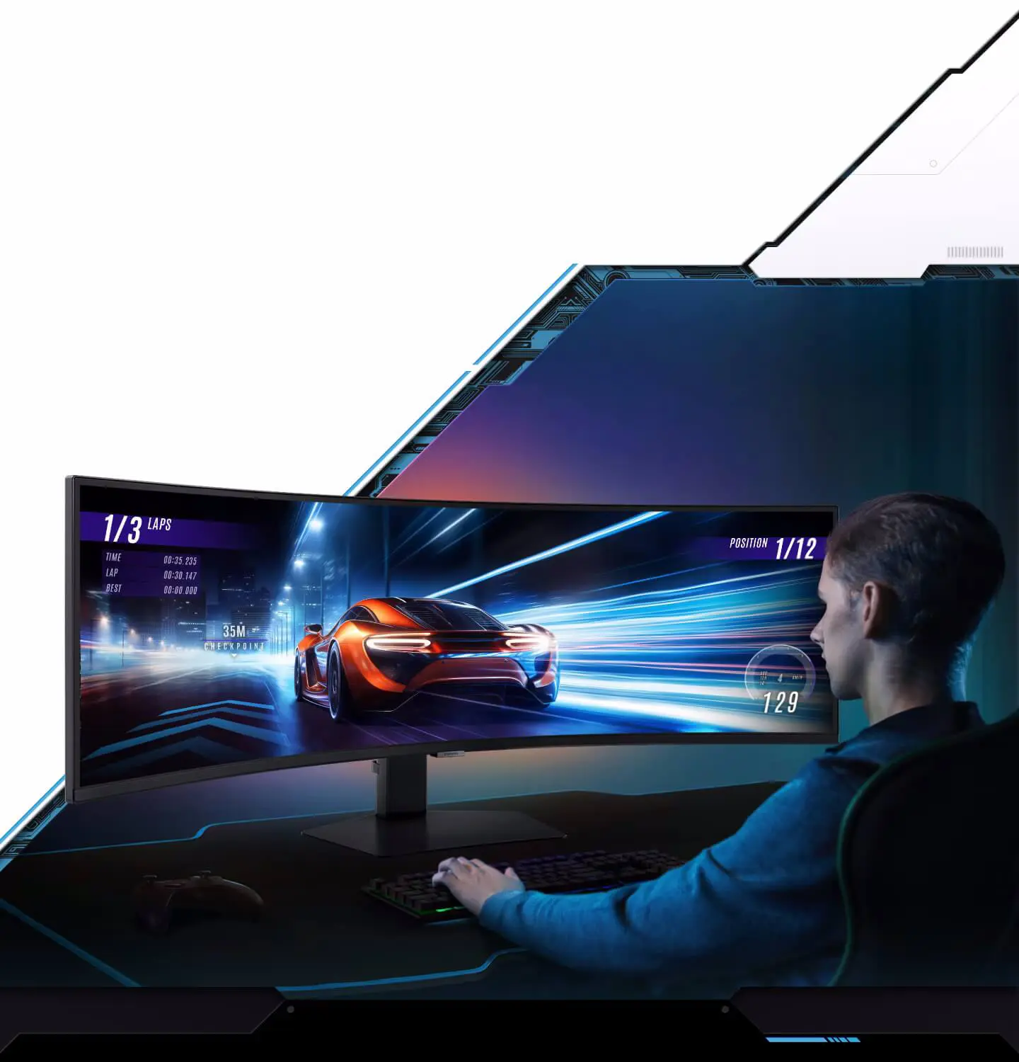 Samsung Odyssey G9 G95C LS49CG954EEXXV Curved 1000R Gaming Monitor - 49 inch 32:9 DQHD (5120 x 1440), VA, 240Hz, 1ms (GtG), HDCP Version (DP) 2.2 + HDMI 2.1 + Dispalyport 1.4 + HDCP Version (HDMI) 2.2 23 vn feature wrap yourself in adventure 538902532
