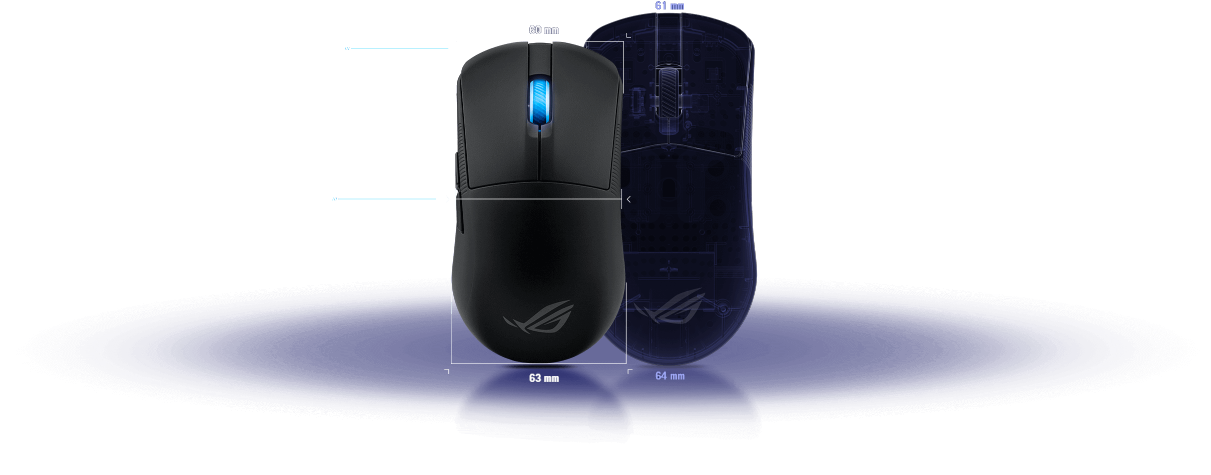 ASUS ROG Harpe Ace Mini White Gaming Mouse - 49g ultra-lightweight, Wireless 2.4GHz RF, Bluetooth, Wired, 42K DPI Sensor 26 4 1 1 1