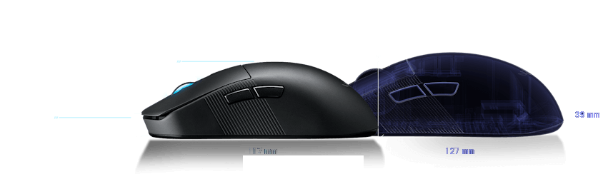 ASUS ROG Harpe Ace Mini White Gaming Mouse - 49g ultra-lightweight, Wireless 2.4GHz RF, Bluetooth, Wired, 42K DPI Sensor 28 4 2 11