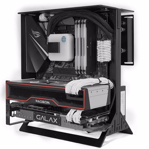 XTIA Xproto ATX V2 Black Case - aluminum alloy, water cooling open frame, support RTX 4090, ATX psu, 240 AIO 33 6 6 2