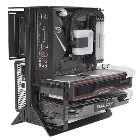 XTIA Xproto ATX V2 Black Case - aluminum alloy, water cooling open frame, support RTX 4090, ATX psu, 240 AIO 34 6 6 3