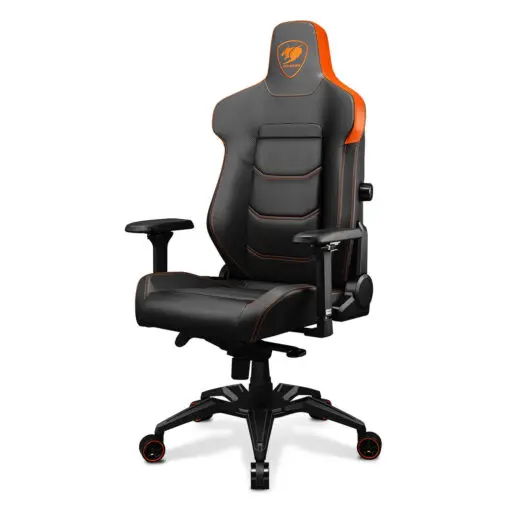 Cougar Armor EVO Gaming Chair - Orange, Magnetic Memory Foam Neck Pillow, PVC leather, Full steel frame, 5D armrest, Footrest, Lumbar Cushion