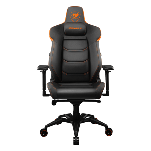 Cougar Armor EVO Gaming Chair - Orange, Magnetic Memory Foam Neck Pillow, PVC leather, Full steel frame, 5D armrest, Footrest, Lumbar Cushion