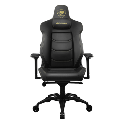 Cougar Armor EVO Royal Gaming Chair - Gold, Magnetic Memory Foam Neck Pillow, PVC leather, Full steel frame, 5D armrest, Footrest, Lumbar Cushion