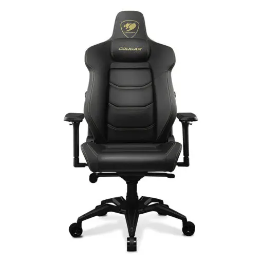 Cougar Armor EVO Royal Gaming Chair - Gold, Magnetic Memory Foam Neck Pillow, PVC leather, Full steel frame, 5D armrest, Footrest, Lumbar Cushion